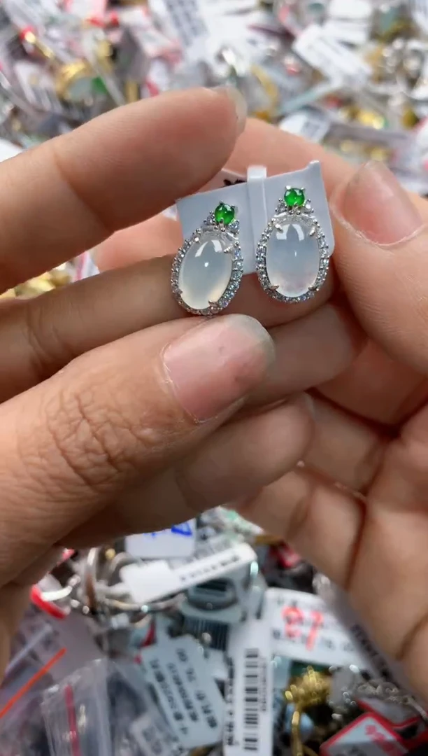 银S925镶嵌戒指翡翠10     9