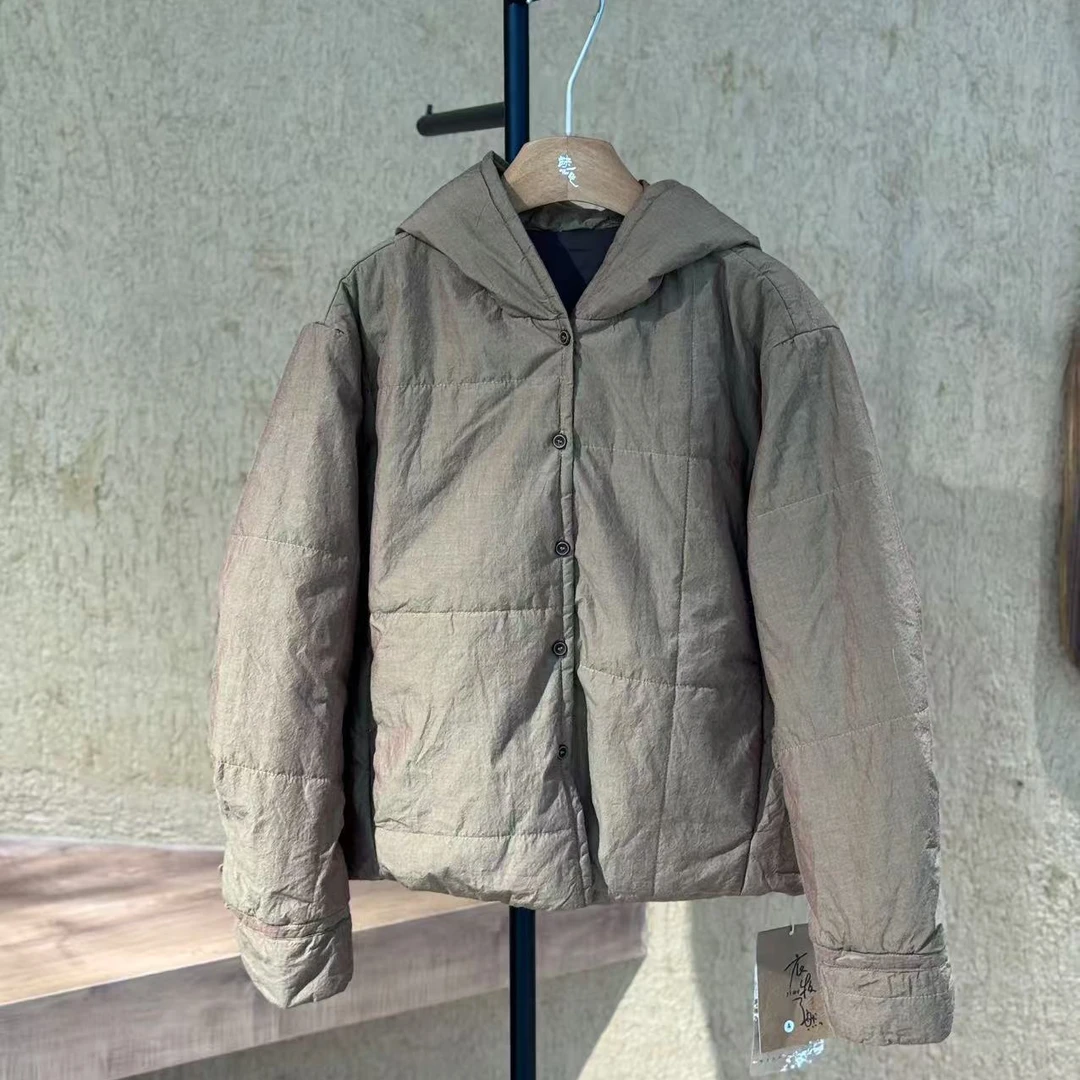 2025冬季新款色织双色棉戴帽短款棉衣251112A时尚百搭连帽加厚*