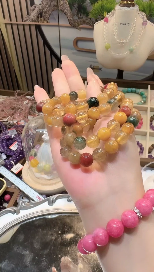 水晶手链未镶嵌发晶多宝手链10mm