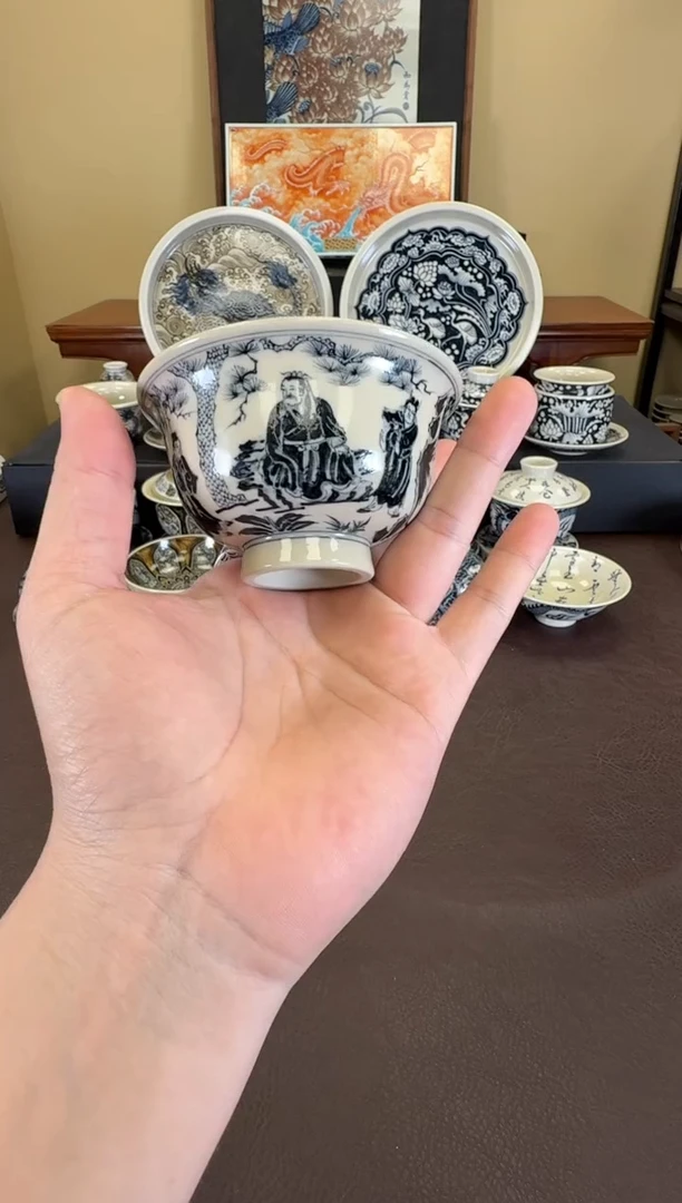 二号釉三顾茅庐压手杯