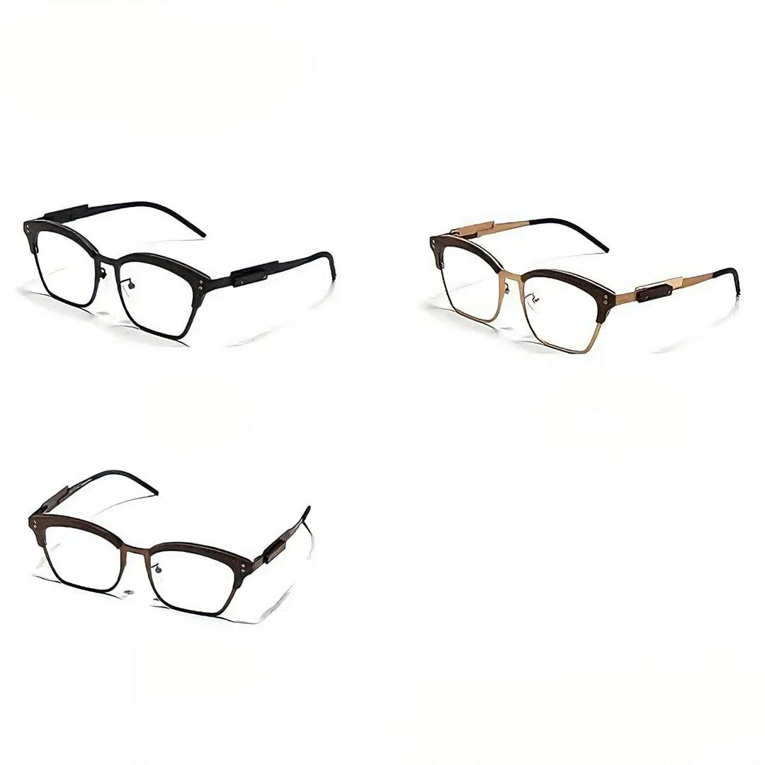 复古木质设计师款钛架眼镜框痞帅大气高级感