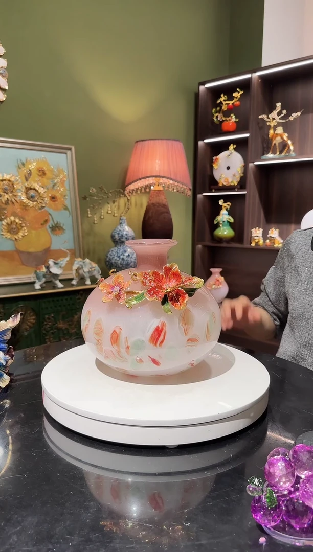 琉璃粉黛牡丹花瓶