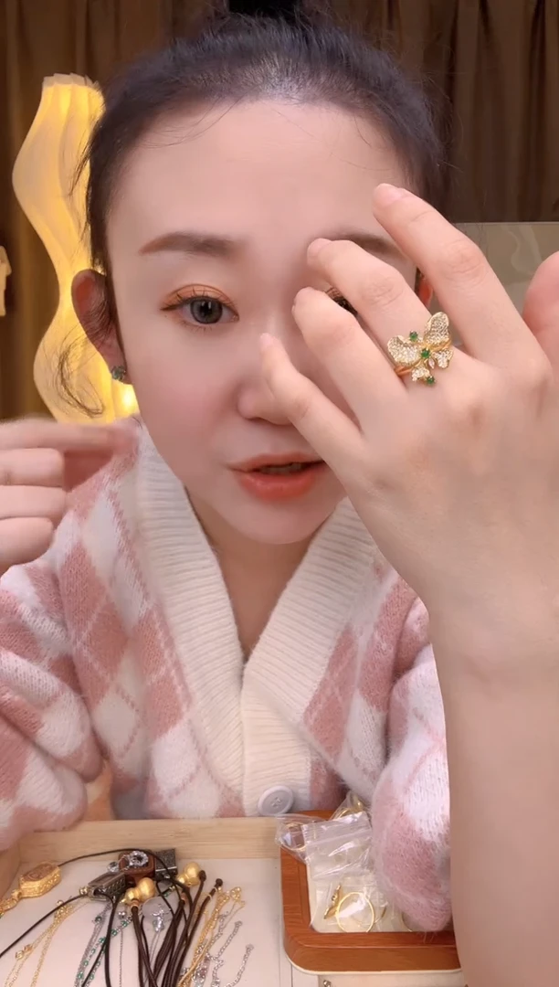 【闪购商品】翡翠戒指银S925镶嵌a134翡翠蝴蝶戒指