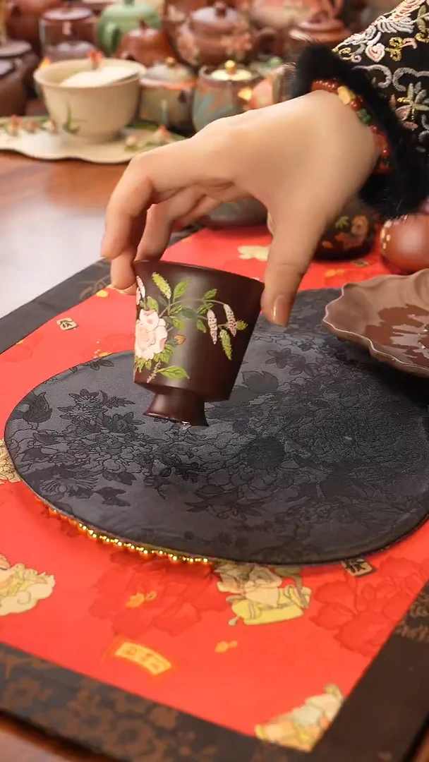 紫砂茶宠紫朱泥高足杯