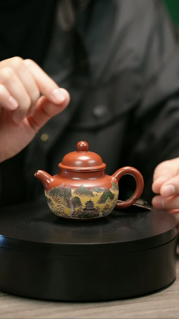 茶壶紫砂大**川H2407赵翠虹彩绘小掇球