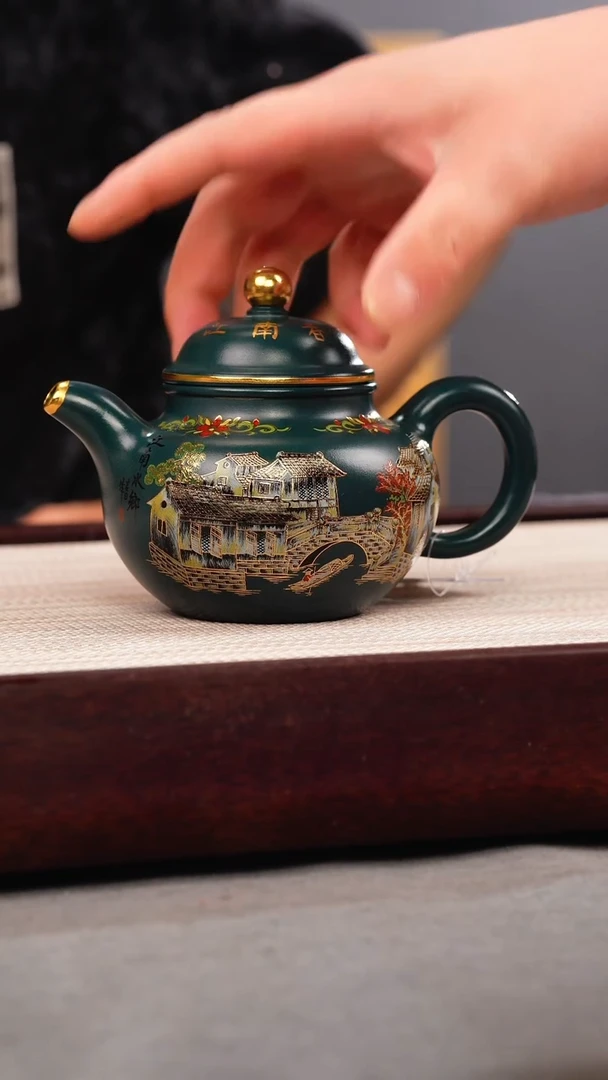 茶壶紫砂苏门答腊青 掇球 忆江南珐琅彩