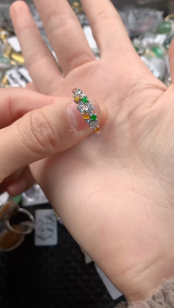 银S925镶嵌戒指翡翠111  5