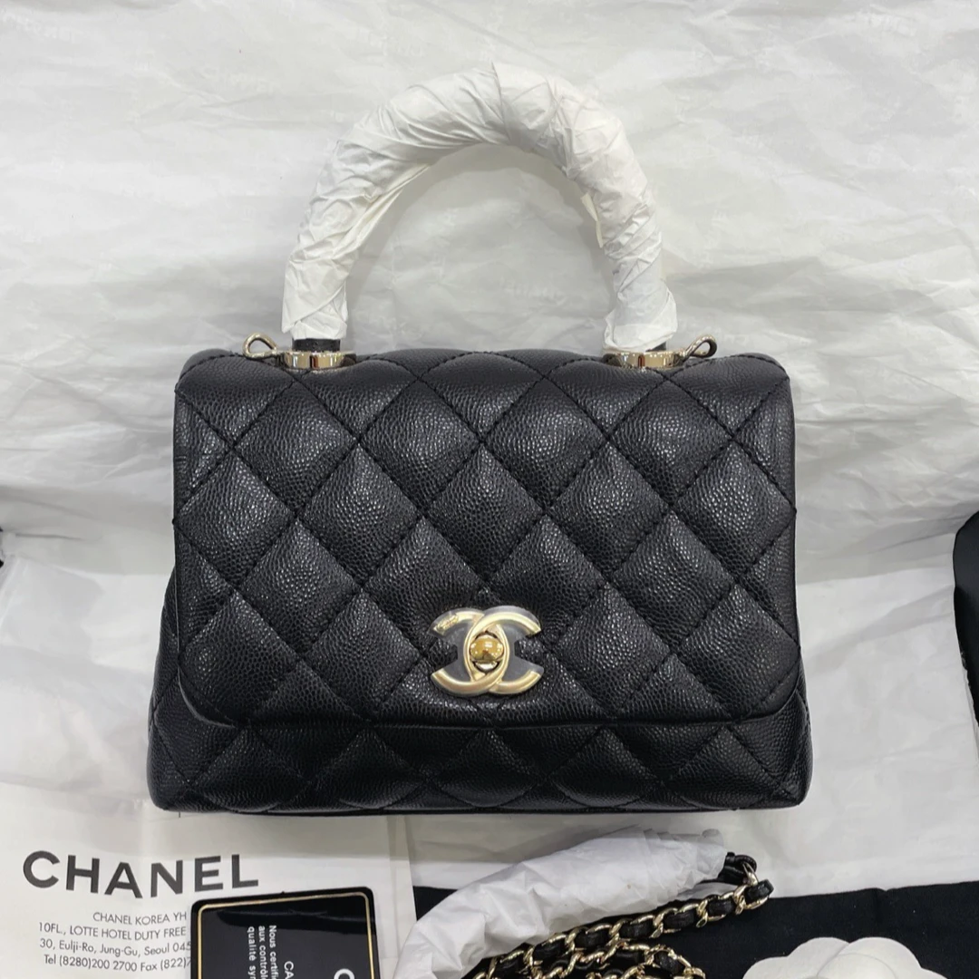 99新 Chanel/香奈儿 mini黑金cocohandle手提包 /G25ZH9731