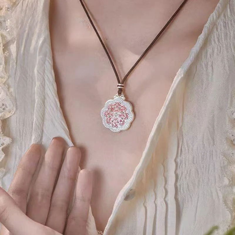 吊坠足银 足银牡丹百福吊坠 260