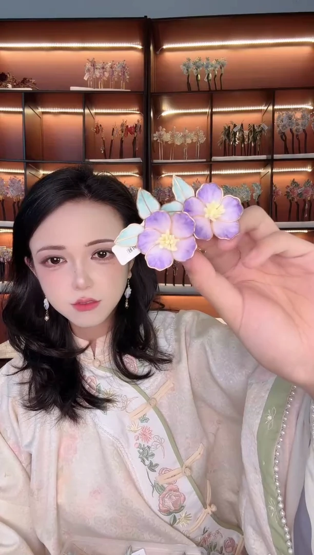 铜合金无256 【练手款】非遗绒花夹子一对