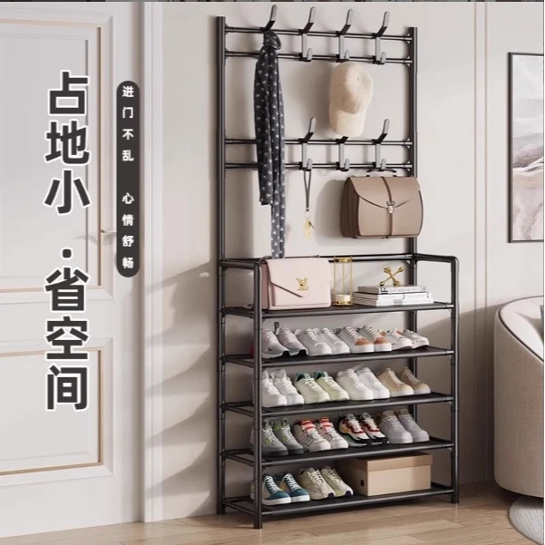 【精选】5层门厅鞋帽架结实鞋架子多功能简易客厅落地鞋帽架