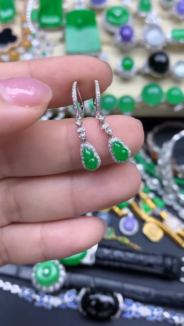 【闪购商品】翡翠耳饰18K金镶嵌625-中国好珍宝