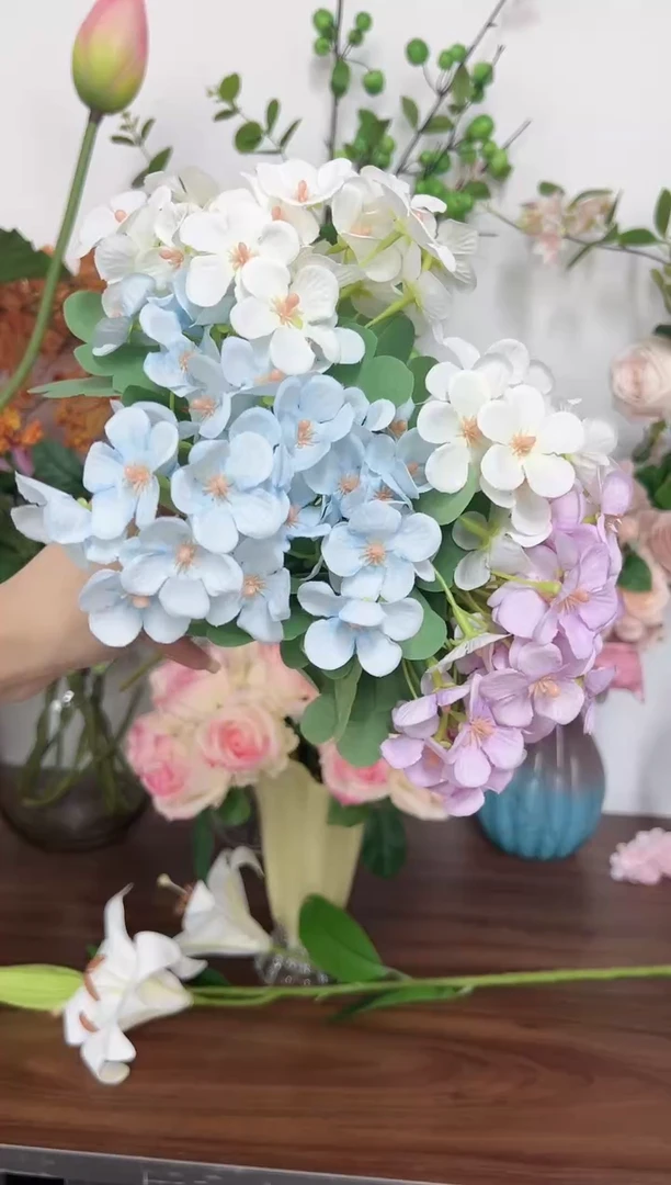 3枝混色绣球花花