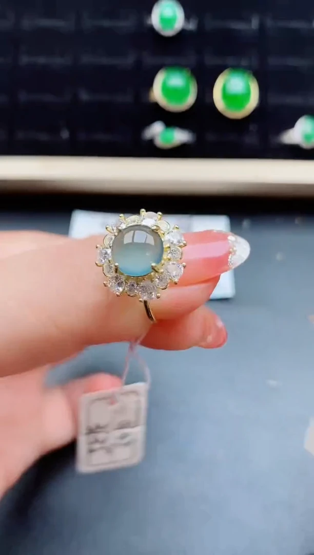 【闪购商品】翡翠戒指银S925镶嵌080580