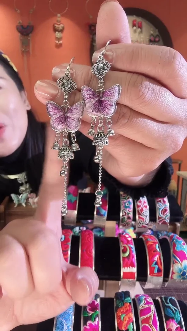 织绣手工苗绣刺绣耳环17