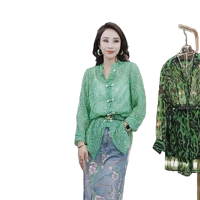 芳子原创时尚气质手抓郁金香新国风防晒衬衫ML0072