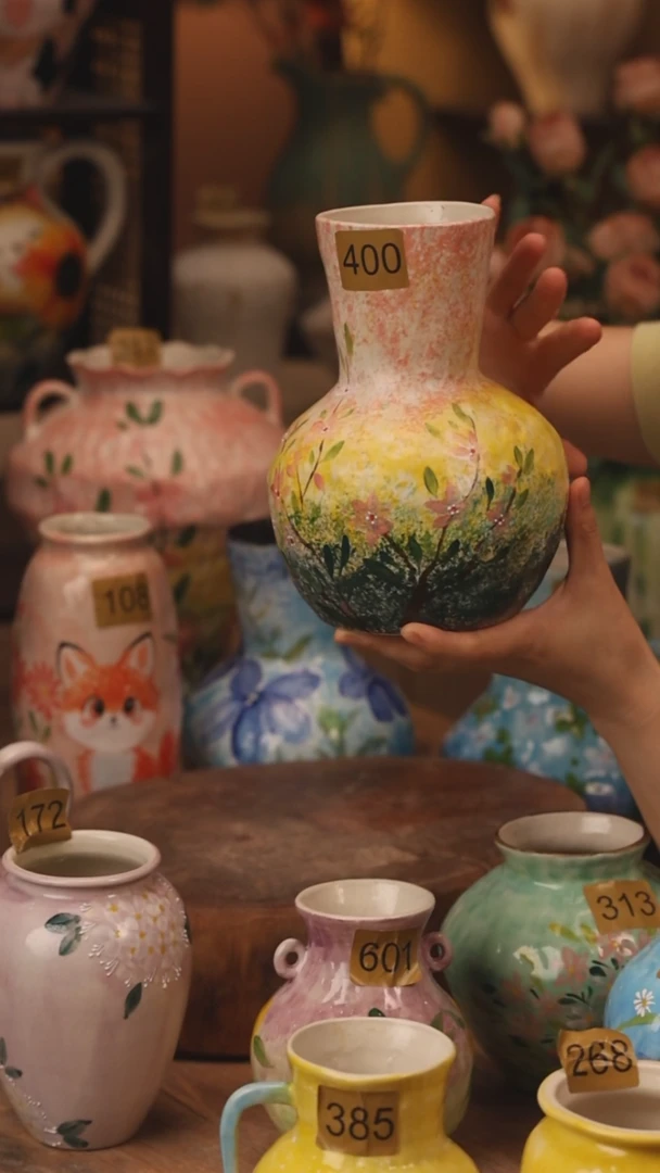 陶瓷400景德镇设计师手作花器摆件侘寂风