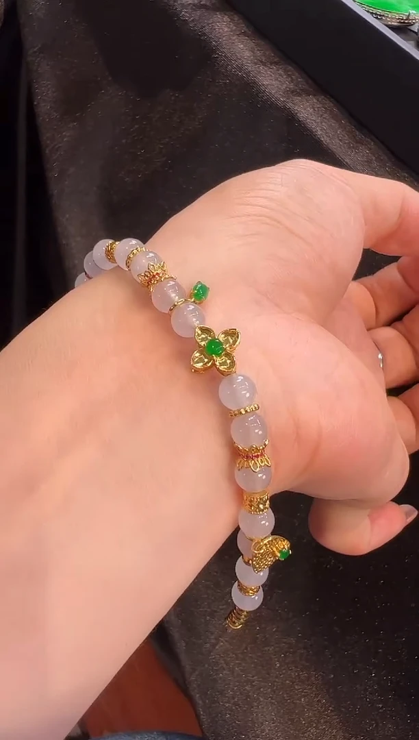 【闪购商品】翡翠手链18K金镶嵌总价1.68万分单