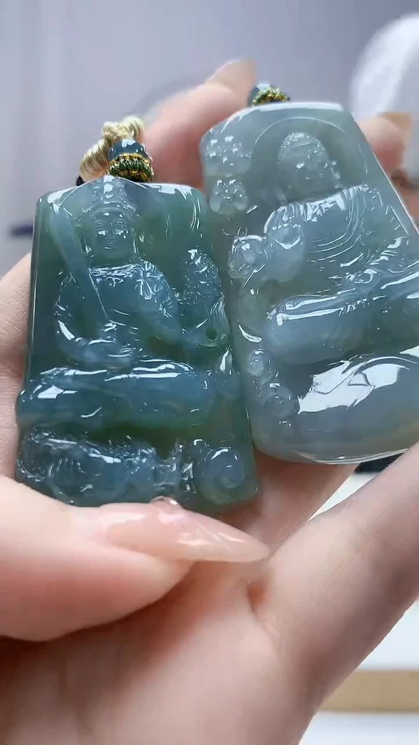 未镶嵌定制翡翠5028DD-毛货挂件一对209