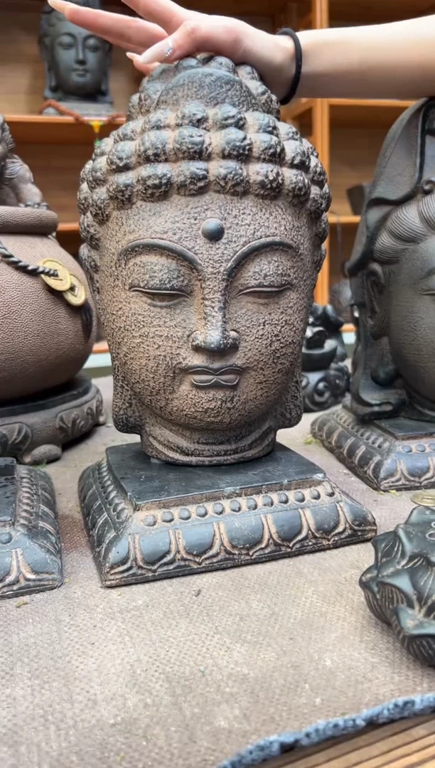 陶土【火山泥】大佛首+莲花底座