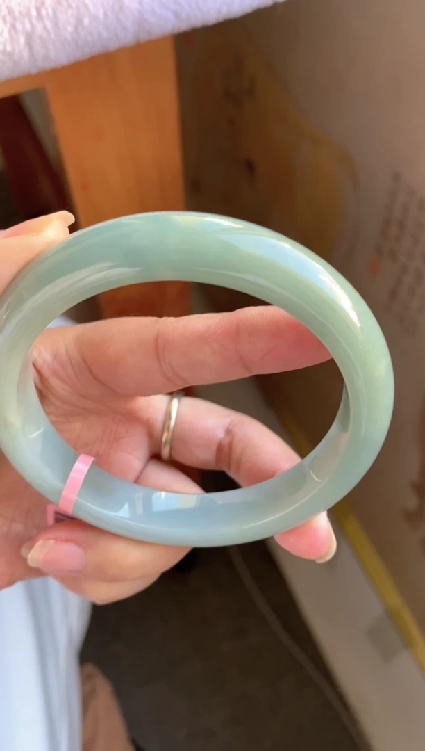 未镶嵌手镯翡翠（巨巨巨血漏）老坑糯化胶湖蓝绿62圈口戴4号有纹裂