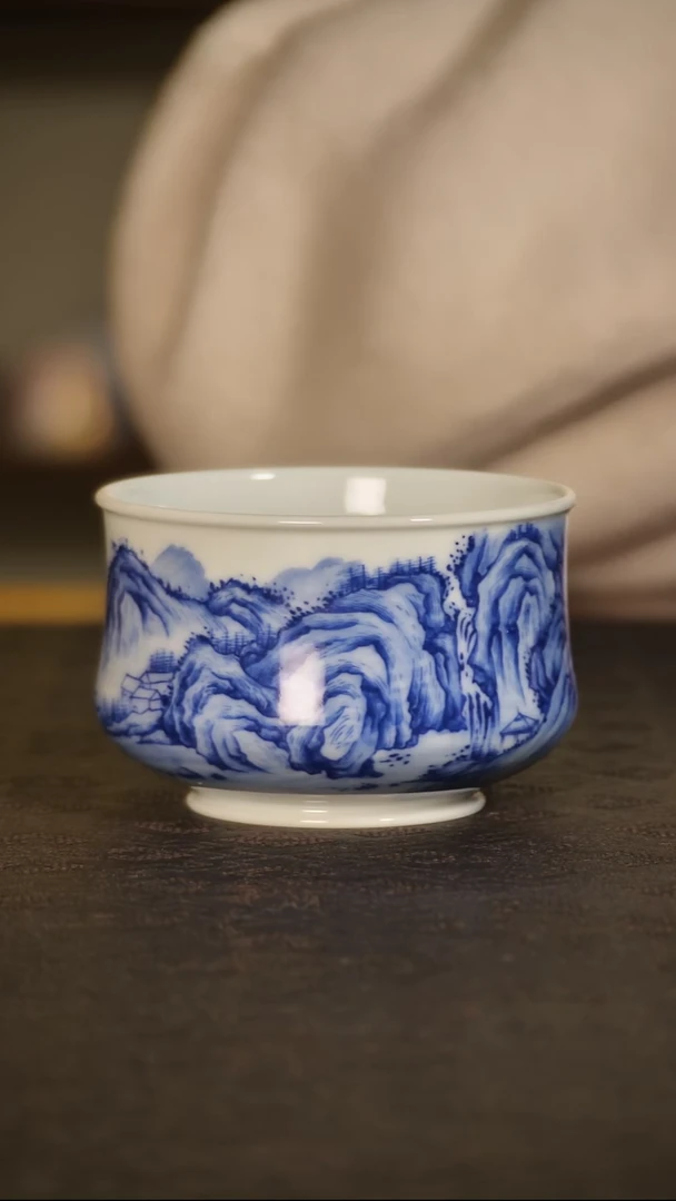 红丰窑青花山水炉式杯lxt