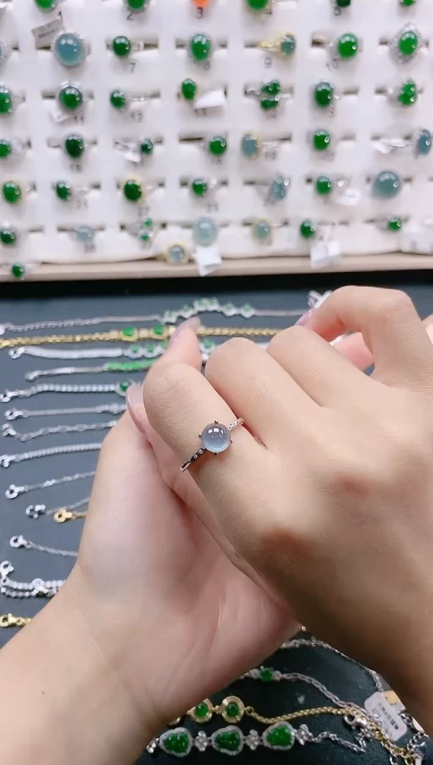 【闪购商品】翡翠戒指银S925镶嵌天然翡翠