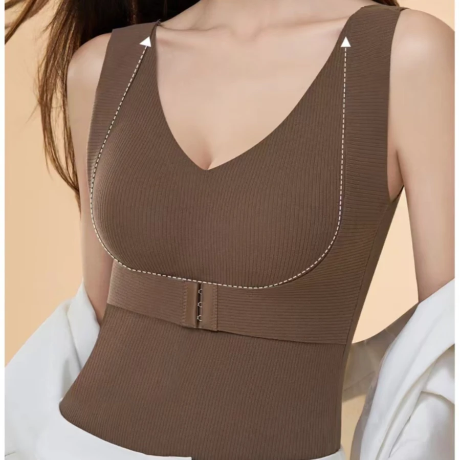 舒适背背蜂窝网状沸腾背心免穿文胸