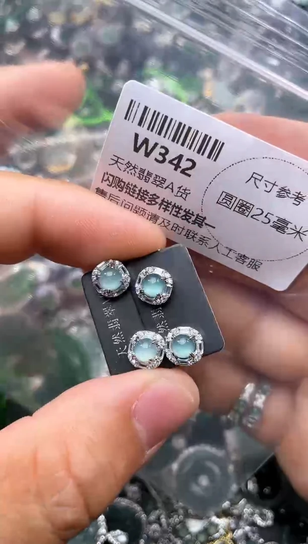 【闪购商品】翡翠颈饰未镶嵌W342耳钉 多样性发其一