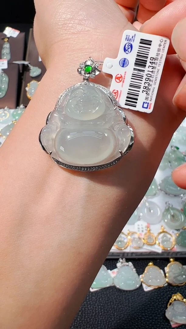 翡翠18K金镶嵌吊坠(不含链)佛公吊坠1349