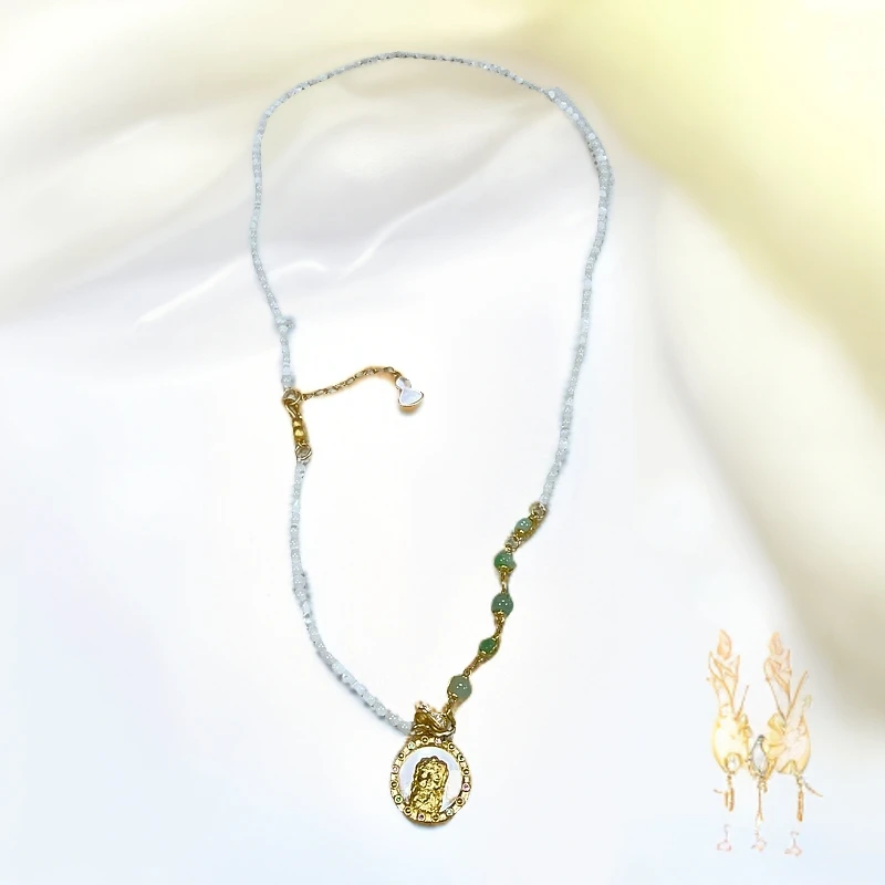 【十三】白贝度母翡翠扎基fo项链