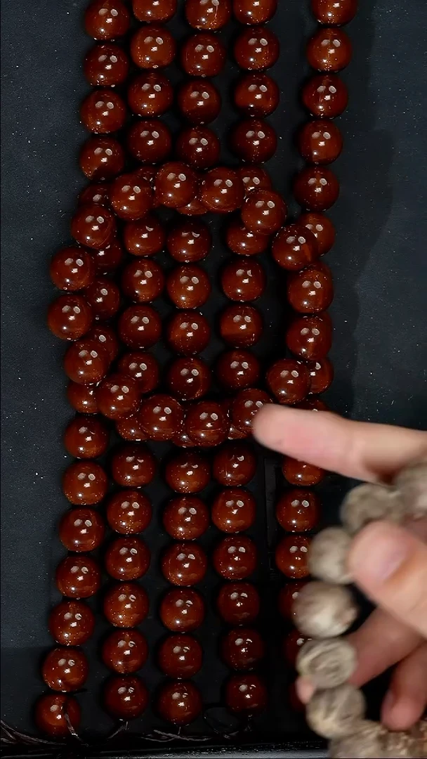 手串紫金鼠1761咖红皮半实心正圆光珠卡15+尺寸