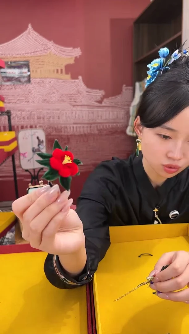 【闪购商品】刺绣非遗绒花（发饰）