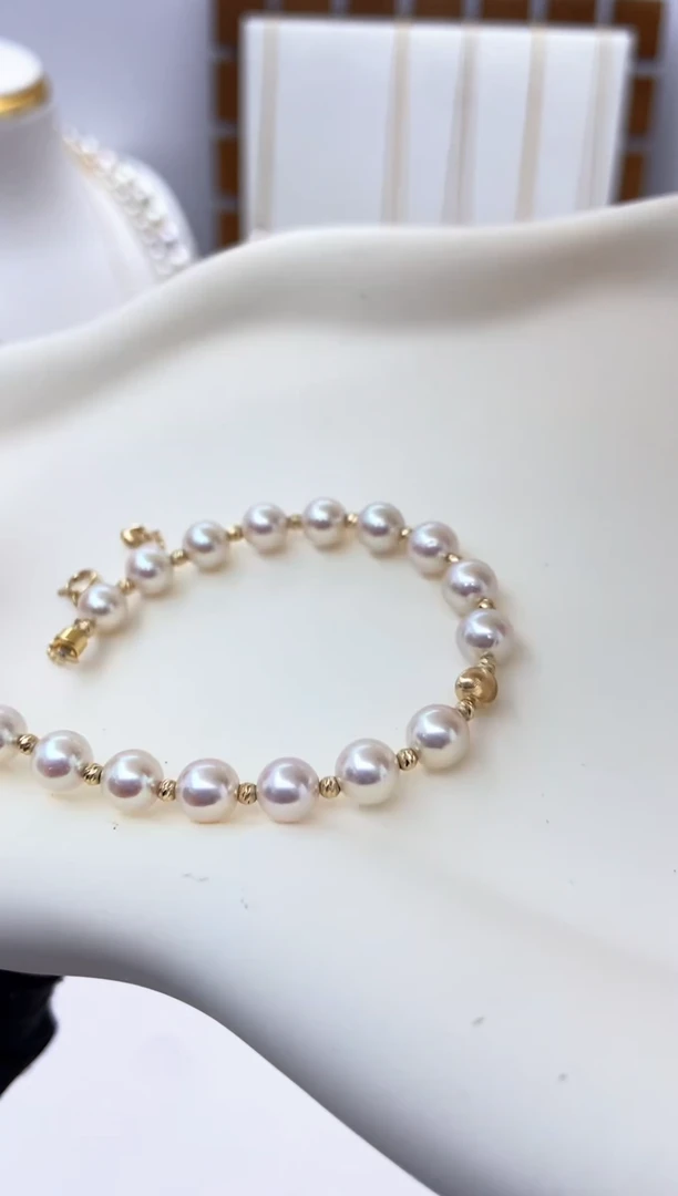 【闪购商品】海水珍珠手串18K金镶嵌天女彩凛5.5-6.0手串