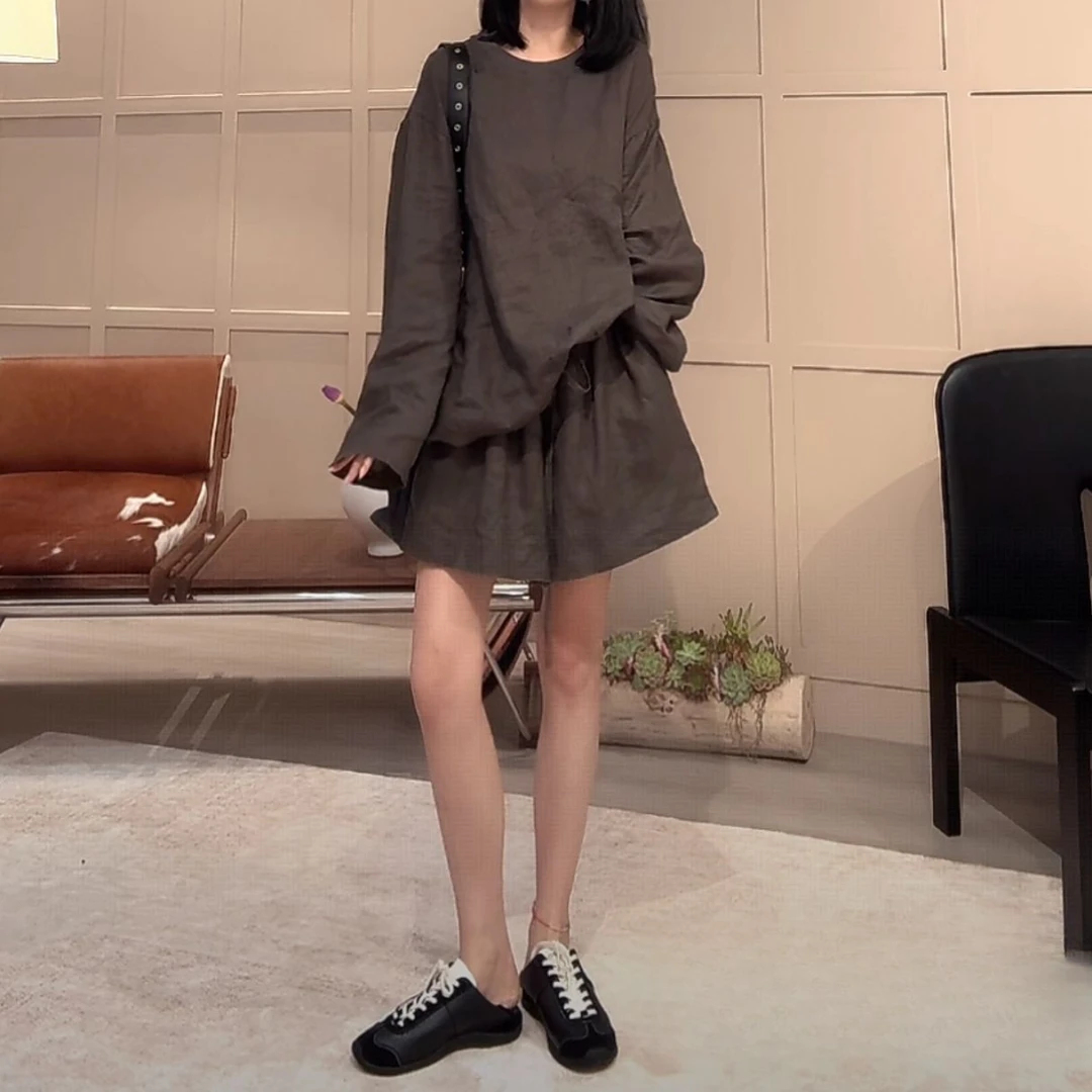 ZUOXIAOQI茉莉慵懒抽绳麻料套32（衣长78-79胸围130-134裤长40-43）