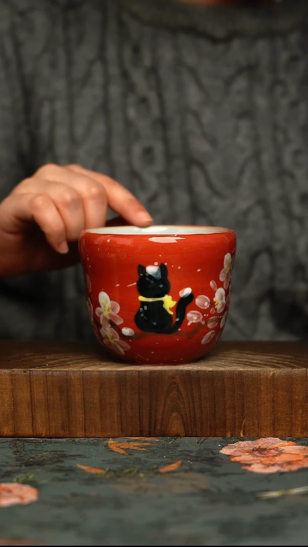 杯釉下彩手工手绘同款陶器