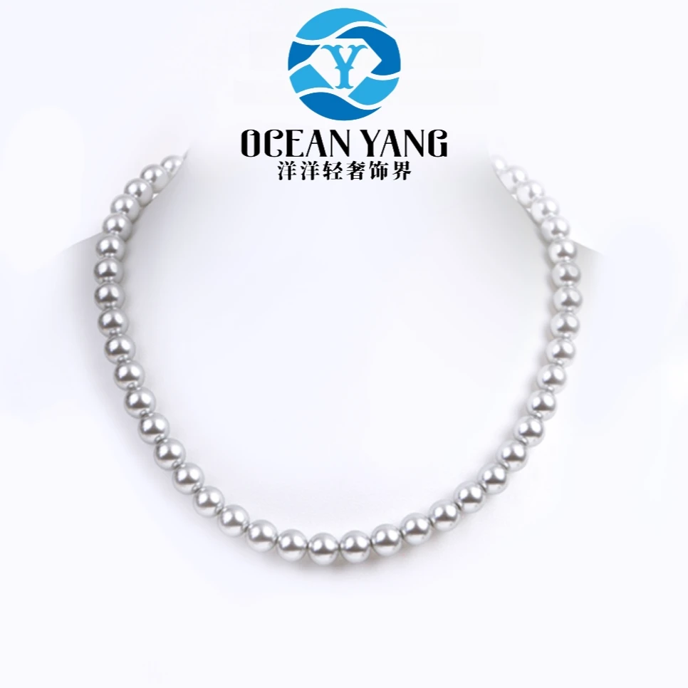 925银银制品 YyQs——S925银 8-12mm 高级灰色满串项链