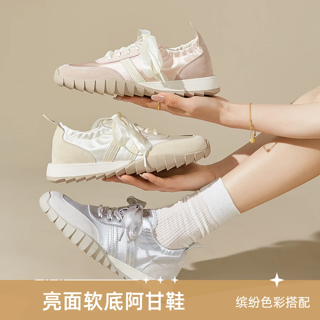 ZHR则则芭蕾德训鞋女时尚复古亮面小众平底鞋子女ins潮牌百搭QS07