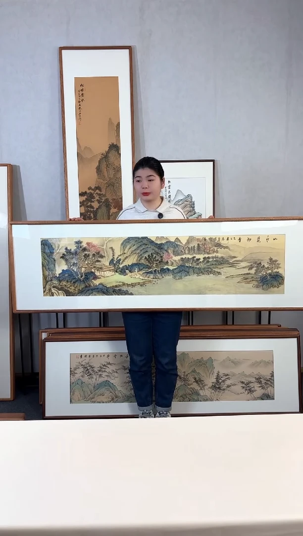 【闪购商品】国画手绘*山水觅知音*52*172cm实木框