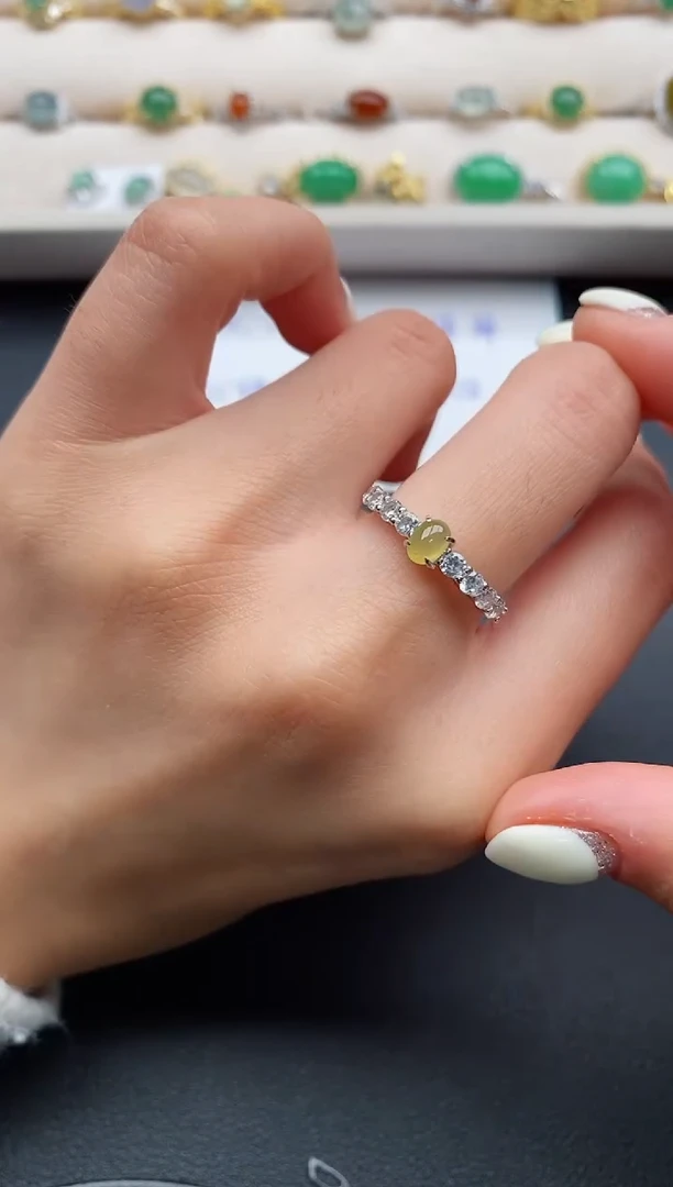 银S925镶嵌戒指翡翠5555555+4