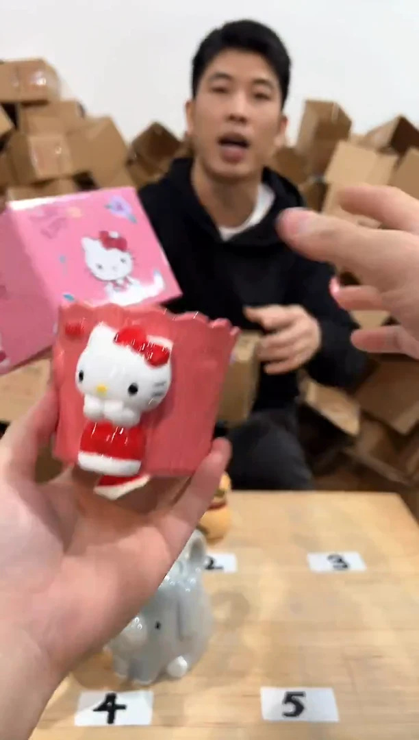 瓷片原盒kt猫树桩水杯 花盆笔筒收纳