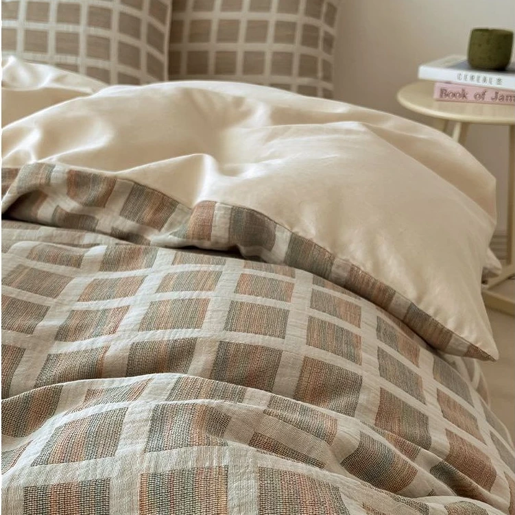 唯卧南通100%全棉双层纱四件套侘寂风纯棉高级感床上用品四季通用