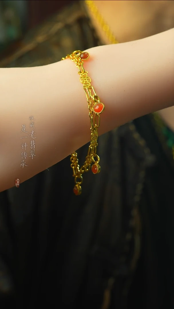 未镶嵌手链翡翠【五行】冰种红翡寿桃手链