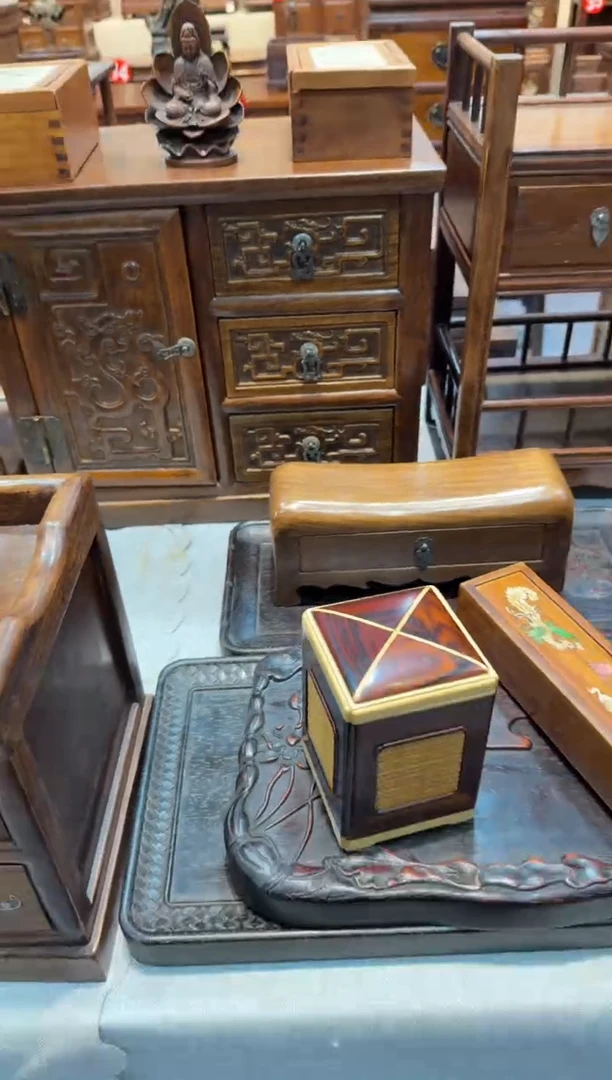 木酸枝嵌黄杨 茶叶罐 围棋罐