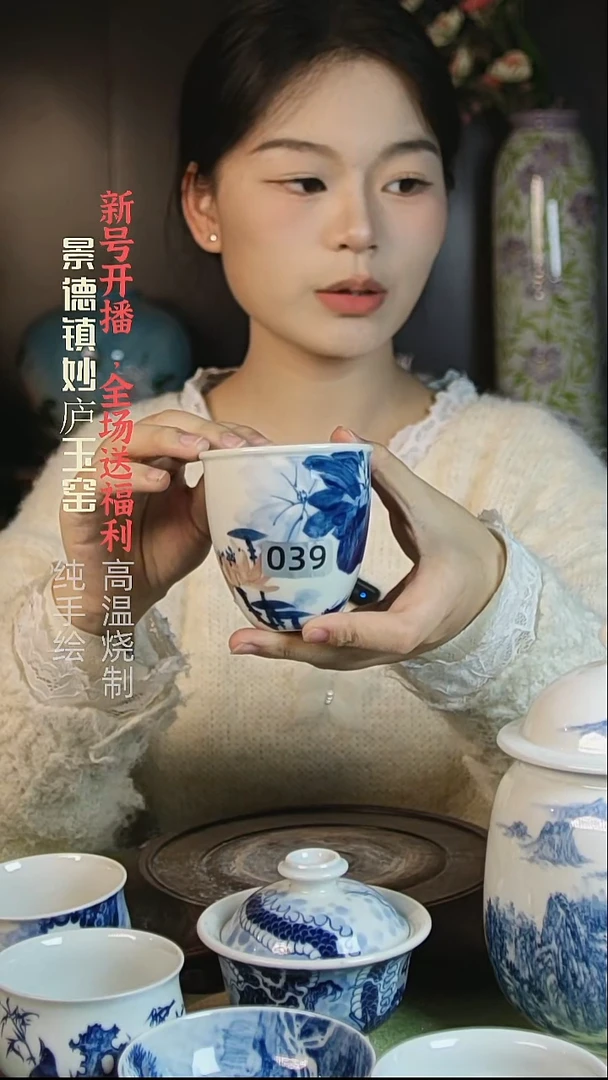 盘陶妙庐玉窑手握缸杯039微瑕