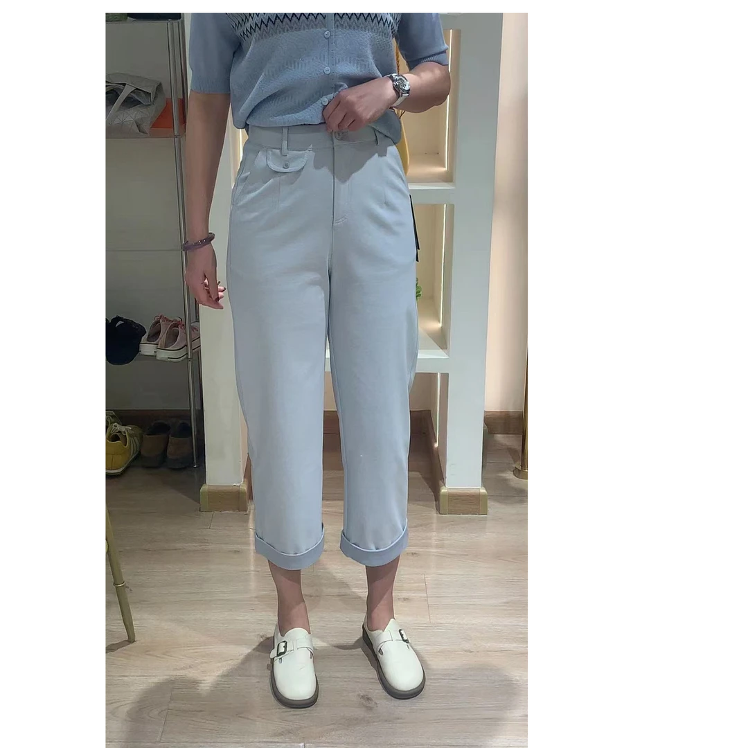 高腰烟管裤时尚设计九分裤裤子显瘦休闲裤女春夏薄款夏季小个子