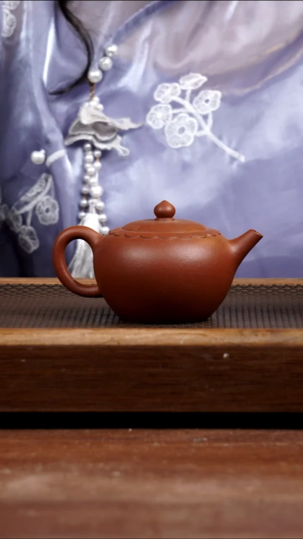 茶壶紫砂赵庄朱泥朱砂香莲220CC