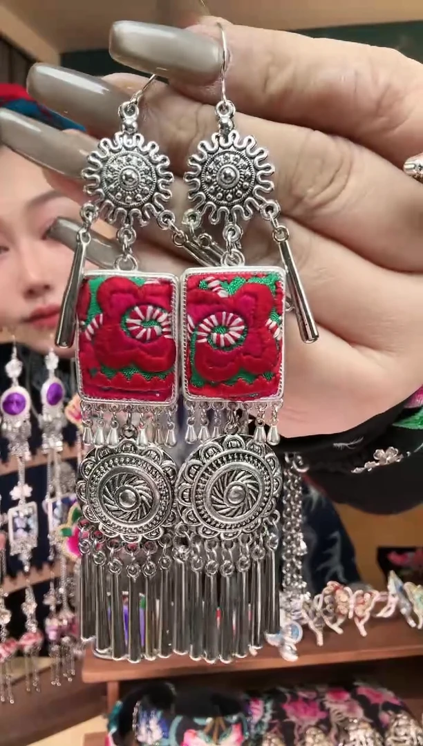 刺绣纯手工民族风刺绣耳环