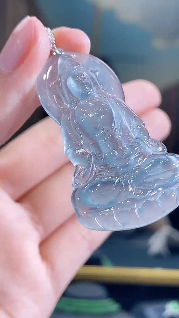 翡翠未镶嵌颈饰天然A货翡翠观音吊坠
