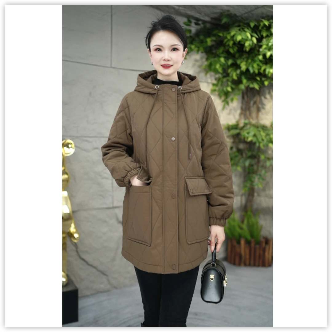 【亦涵定制】D091秋季新款时尚棉衣女2025新款遮肉显瘦棉服女